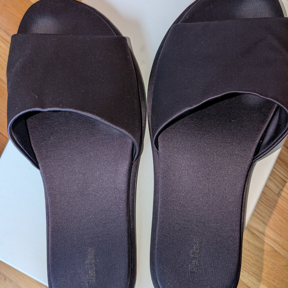 THE ROW Canal Satin Flat Slippers Size 40 EUR / 10 US